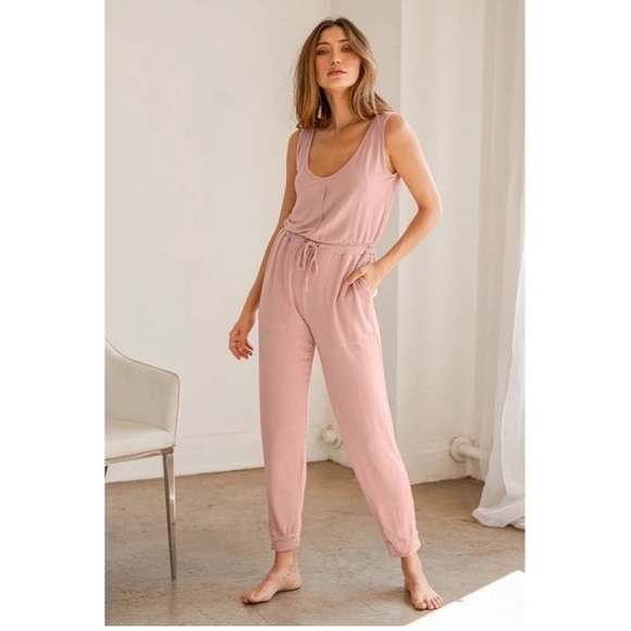 NWT Lulu's Pink Loungewear Jumpsuit with Tie Waist - Picture 14 of 14